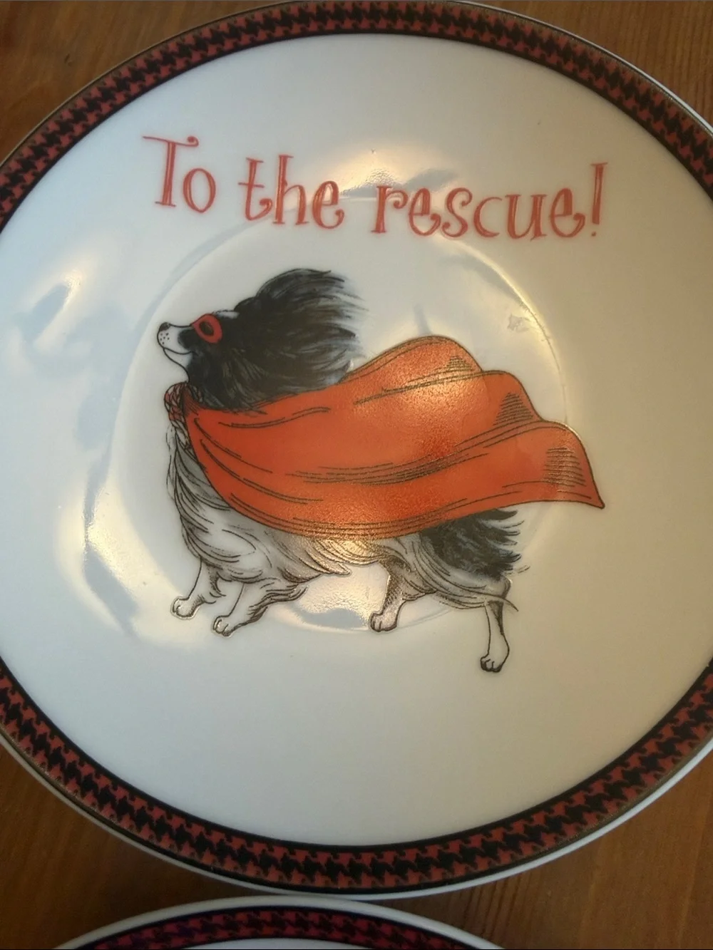 Pier 1 Halloween Dog Dessert Plates - White and Red Accents set of four
